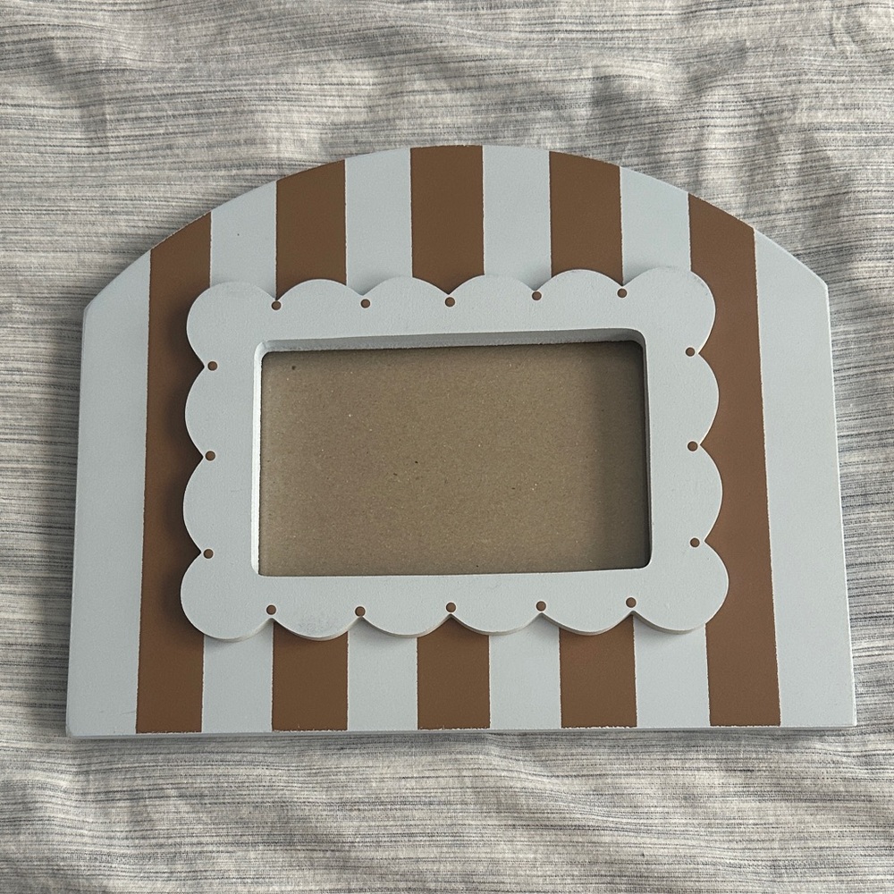Striped Brown and White Picture Frame